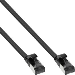 InLine? Patchkabel flach, U/FTP, Cat.8.1, TPE halogenfrei, schwarz, 1m