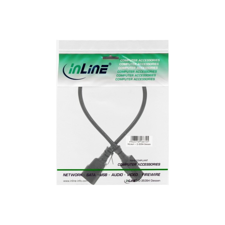 16607 - InLine® Rallonge pour appareils froids, C13 sur C14, 0,75m