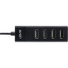 InLine? USB 2.0 Hub, 4 Port, schwarz, mit USB DC Kabel, Kabel 30cm, schmal