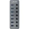 InLine? USB 3.0 Hub, 7-Port, mit Schalter, Aluminium, grau, mit Netzteil InLine? USB 3.0 Hub, 7-Port, mit Schalter, Aluminium, grau, mit Netzteil