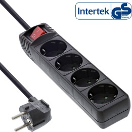 16445D - InLine® Multiprise, 4x contact de protection, avec interrupteur, noir, 5m