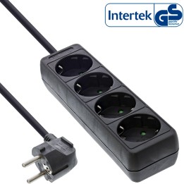 16443E - InLine® Multiprise, 4x contact de sécurité noir, 3m