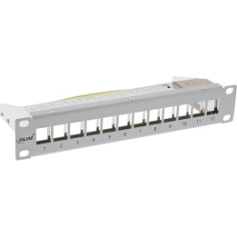 InLine? 10 Patchpanel Leerblech 12x, f?r Keystone Module, 1HE, RAL7035 grau