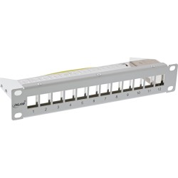19109D - InLine® 10 Panneau de brassage Tôle vide 12x, pour modules Keystone, 1UH, RAL7035 gris