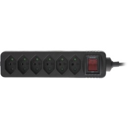 16451Y - InLine® Prise multiple SUISSE, 6x, avec interrupteur, 1,5m, noir