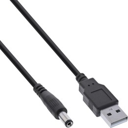 26806J - Câble adaptateur d'alimentation USB DC InLine®, fiche USB A vers fiche cylindrique DC 5,5 x 2,50 mm, sc