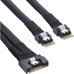 27649A - Câble SAS InLine® Slim, SFF-8654 8i vers 2x SFF-8654 4i, 0,5 m