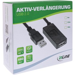 InLine? USB 2.0 Aktiv-Verl?ngerung, USB-A Stecker/Buchse, 12,5m