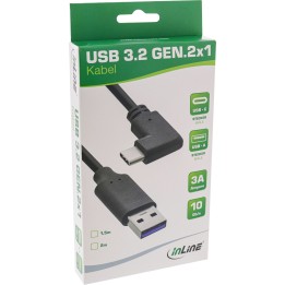 35712W - Câble InLine® USB 3.2, fiche USB-C coudée vers fiche A, noir, 2 m
