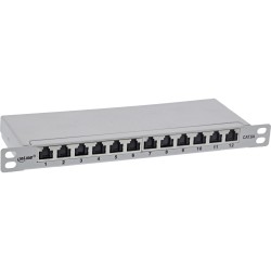 76819A - Panneau de brassage InLine® 10 Cat.6A 0,5U 12x, gris clair, RAL7035, avec protection contre la poussière