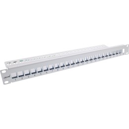 InLine? Patchfeld 24-fach, Keystone Leerblech Patchpanel, 19, 1HE, lichtgrau