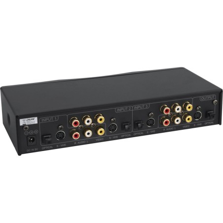 InLine® Audio Video Toslink Umschalter, elektronisch, 3-fach, mit Fernbedienung