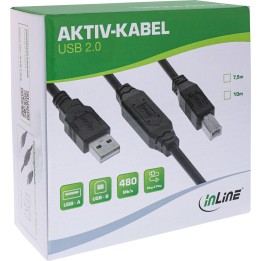 34516A - Câble actif InLine® USB 2.0, fiche USB-A vers fiche USB-B, 7,5 m