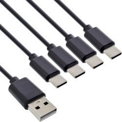 InLine? USB 4in1 Y-Ladekabel, 1x USB-A Stecker an 4x USB-C Stecker, schwarz 2m