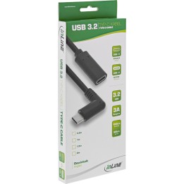 35786 - InLine® USB 3.2 Kabel, USB Typ-C Verlängerung, Stecker gewinkelt auf Buchse, schwarz, 0,5m