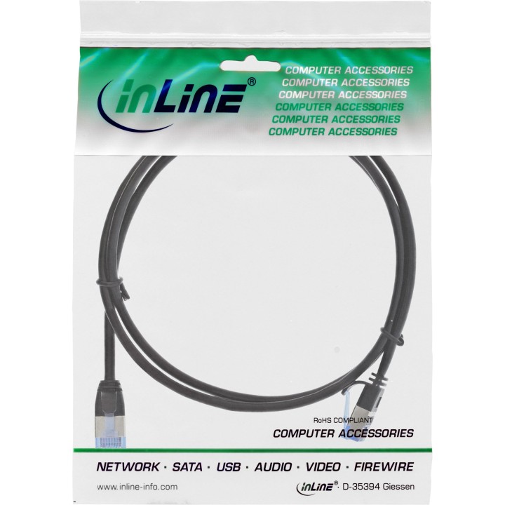 InLine? Patchkabel slim, U/FTP PiMf, Cat.6A, schwarz, 0,5m