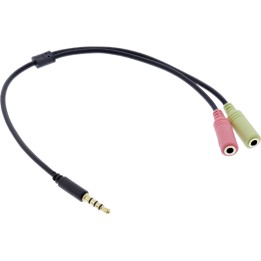 InLine? Headset Adapterkabel, 3,5mm Stecker an 2x3,5mm Buchse, schwarz, 2m