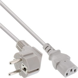 16650G - Câble d'alimentation InLine®, contact de protection coudé sur fiche d'appareil froid C13, 0,5 m, gris