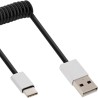 35876 - Câble spiralé InLine® USB 2.0, USB-C ST vers A ST, noir/aluminium, flexible, 0,5 m 35876 - Câble spiralé InLine® USB 2.0, USB-C ST vers A ST, noir/aluminium, flexible, 0,5 m