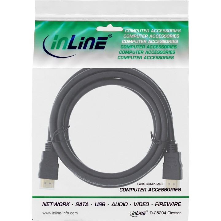 InLine? HDMI-High Speed Kabel mit Ethernet, Premium, 4K2K, ST/ST, schwarz, 3m