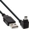34230 - Mini câble InLine® USB 2.0, ST A/Mini-B ST 5 broches, coudé en bas à 90, noir, 3 m 34230 - Mini câble InLine® USB 2.0, ST A/Mini-B ST 5 broches, coudé en bas à 90, noir, 3 m
