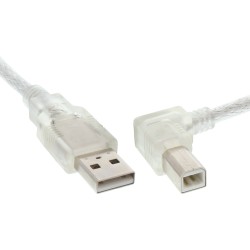 34521R - Câble InLine® USB 2.0, A vers B coudé, transparent, 3 m
