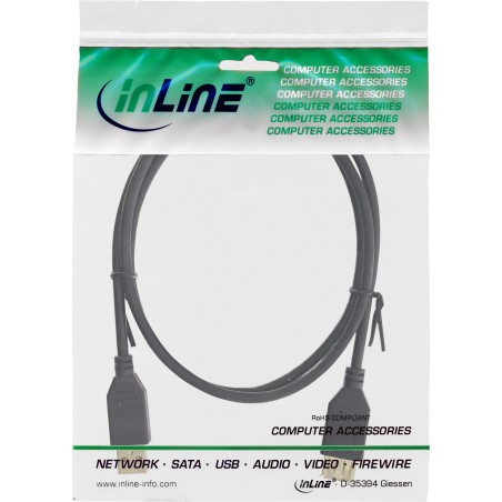 InLine? USB 2.0 Verl?ngerung, ST / BU, Typ A, schwarz, Kontakte gold, 5m