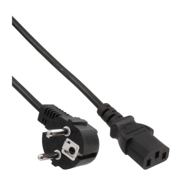 InLine? Netzkabel, Schutzkontakt gewinkelt auf Kaltger?testecker C13, 10m