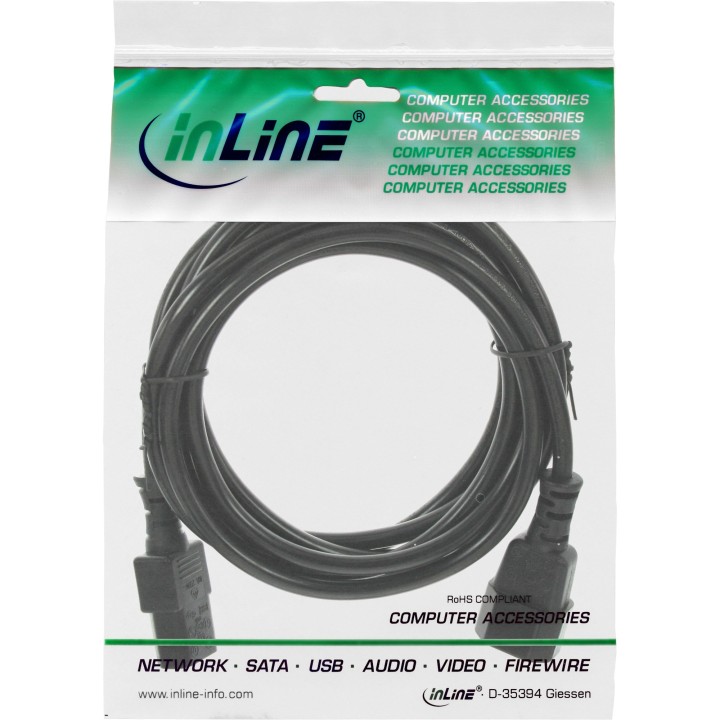16640 - Rallonge appareil froid InLine®, C13 à C14, 10 m