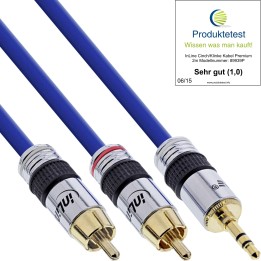 InLine? Cinch/Klinke Kabel, PREMIUM, 2x Cinch Stecker an 3,5mm Klinke, 1m