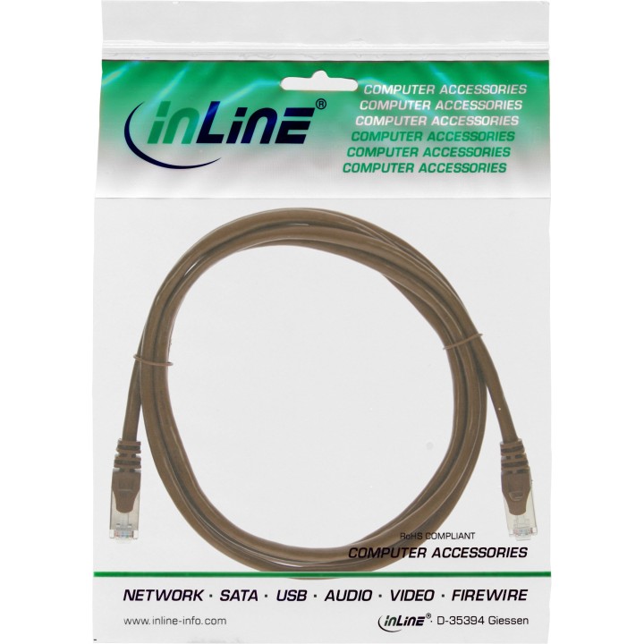72503K - Câble patch InLine®, SF/UTP, Cat.5e, marron, 3 m