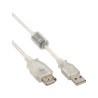 InLine? USB 2.0 Verl?ngerung, St/Bu, Typ A, transparent, mit Ferritkern 5m