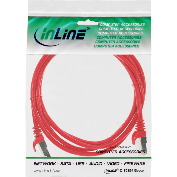 72505R - Câble patch InLine®, SF/UTP, Cat.5e, rouge, 5 m