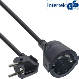 16410S - InLine® Rallonge électrique prise de courant de sécurité coudée prise femelle, noir,10m