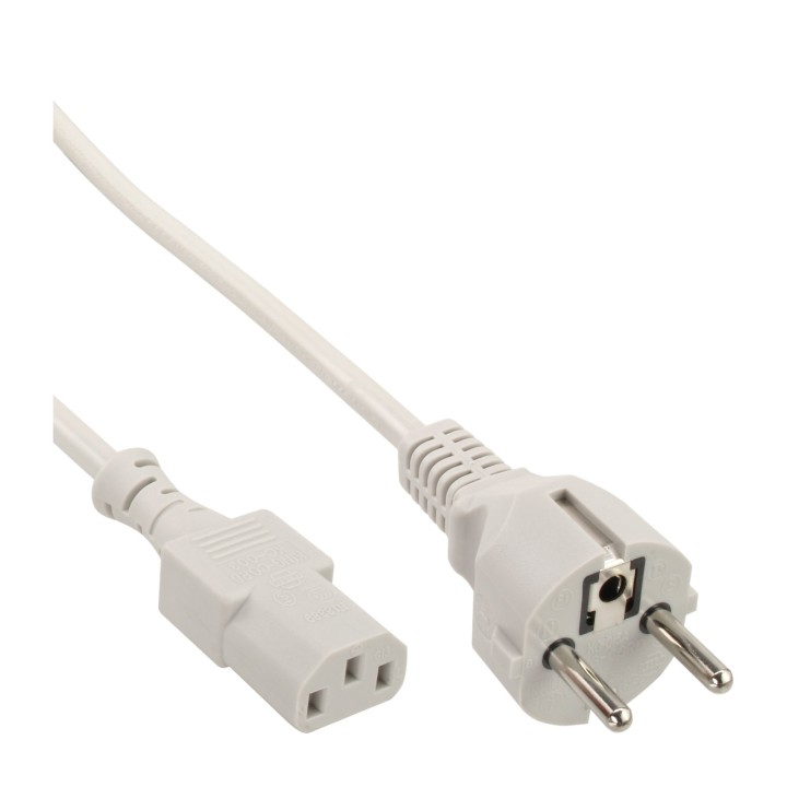 InLine? Netzkabel, Schutzkontakt gerade auf Kaltger?testecker C13, 1,8m, grau