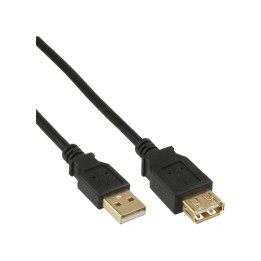 34603S - Rallonge InLine® USB 2.0, ST / BU, type A, noir, contacts dorés, 3m