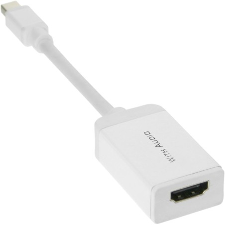 InLine® Mini DisplayPort HDMI Adapter, Mini DisplayPort Stecker auf HDMI Buchse, Alu, weiß, mit Audio
