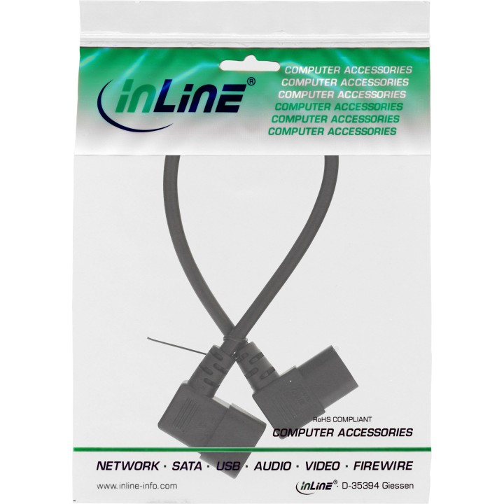 16630A - Câble d'alimentation InLine® pour rallonge appareil froid, C13 à C14, coudé 90, 3,0 m