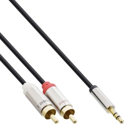 99242 - Câble audio InLine® Slim, fiche jack 3,5 mm vers 2 fiches RCA, 2 m