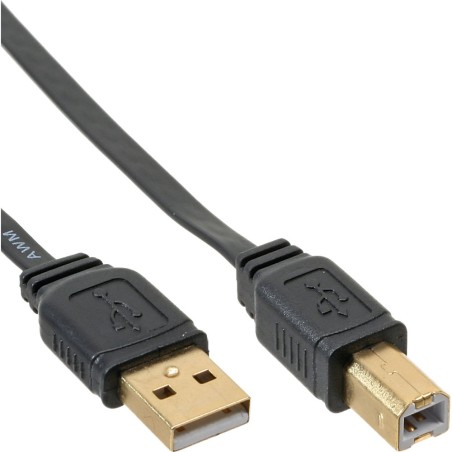 InLine® USB 2.0 Flachkabel, A an B, schwarz, Kontakte gold, 1m