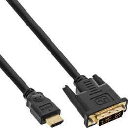 17662P - Câble InLine® HDMI-DVI, contacts plaqués or, HDMI ST vers DVI 181 ST, 2 m