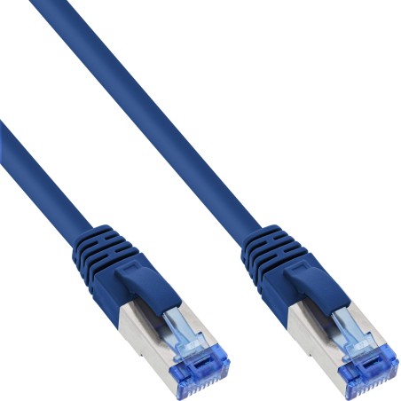 76802B - Câble patch InLine®, S/FTP (PiMf), Cat.6A, sans halogène, bleu, 2 m