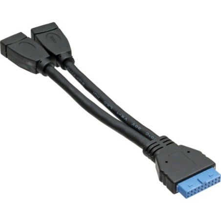 InLine® USB 3.0 Adapterkabel, 2x Buchse A auf Pfostenanschluss, 19polig