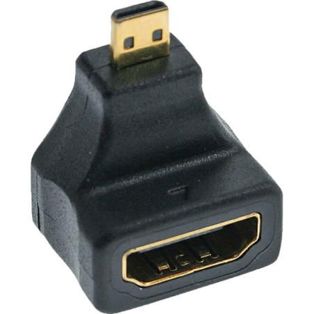 InLine® HDMI Adapter, HDMI A Buchse auf Micro HDMI D Stecker, gewinkelt, 4K2K kompatibel, vergoldete Kontakte