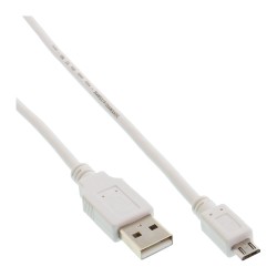 31750W - Câble InLine® Micro-USB 2.0, fiche USB-A vers fiche Micro-B, blanc, 5 m