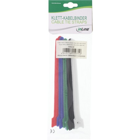 59943G - Colliers de câble InLine® 12x240 mm, fermeture velcro, paquet de 10, 5 couleurs différentes