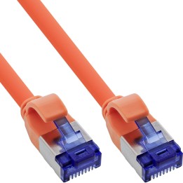 InLine? Patchkabel Slim, Cat.6A, S/FTP, TPE (LSZH) flexibel, PoE, orange, 1m