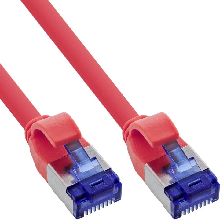 InLine® Câble patch Slim, Cat.6A, S/FTP, TPE (LSZH) flexible, PoE, rouge, 2m
