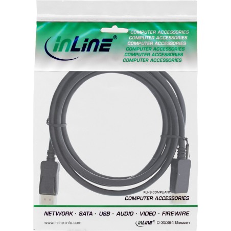 InLine® câble DisplayPort 1.4, noir, contacts dorés, 1,5m