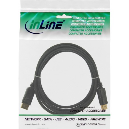 InLine® câble DisplayPort 1.4, noir, contacts dorés, 0,5m
